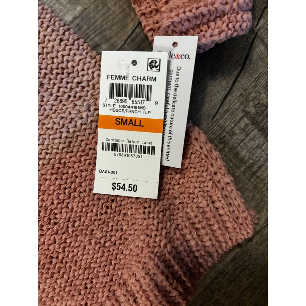 Style & Co Women’s Knit Sweater Small Pink Crewneck Long Sleeve NWT - Picture 2 of 4